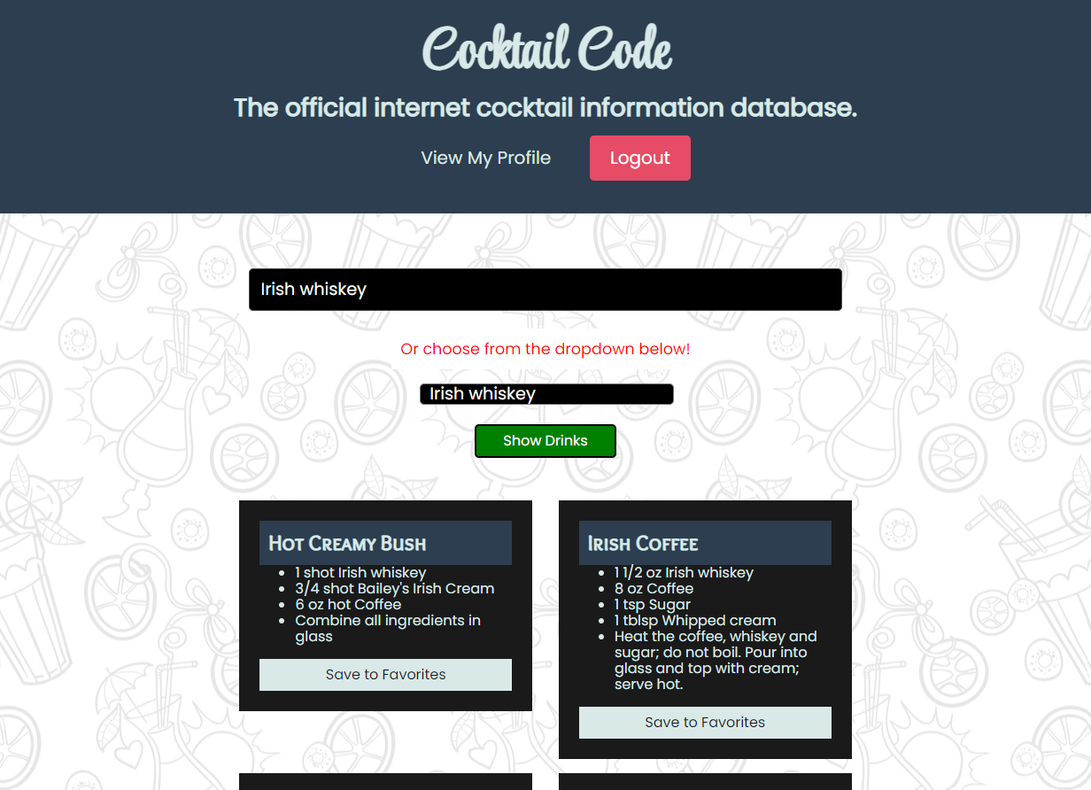 Cocktail Code Landing Page