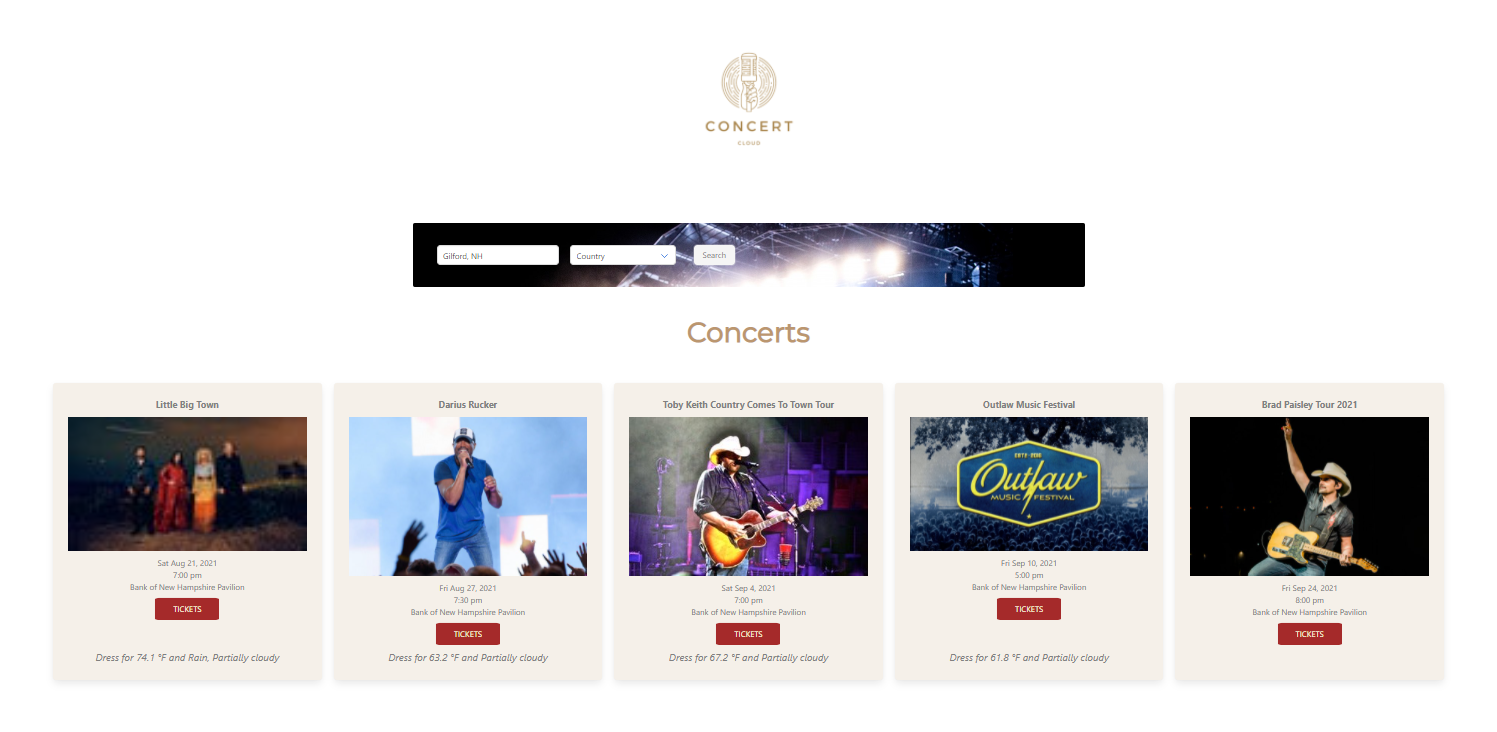 Concert Cloud Landing Page